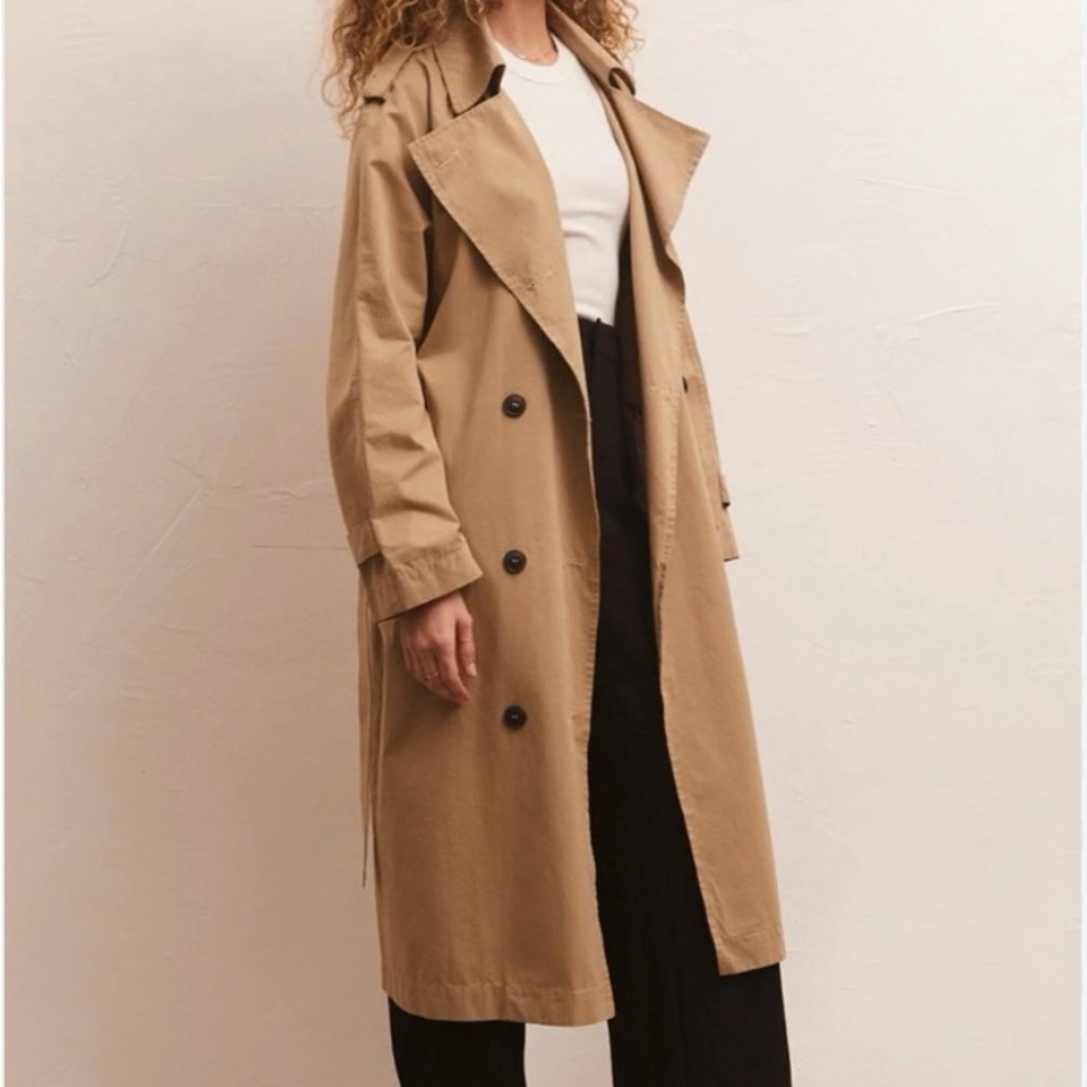 Z Supply Tan Trench Coat Double-Breasted